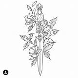 Tattoo Tattoos Knife Outline Instagram Dagger Tatuagens Drawing Flower Drawings Rose Stencils Sketch Shin Body Diferentes Hashtag Videos Visit Flash sketch template