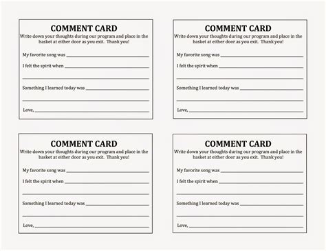 comment cards template professional sample template