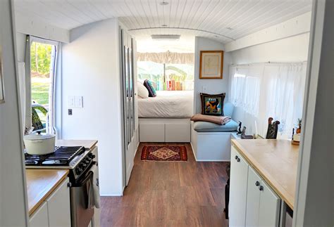 old greyhound bus converted into gorgeous tiny house on wheels
