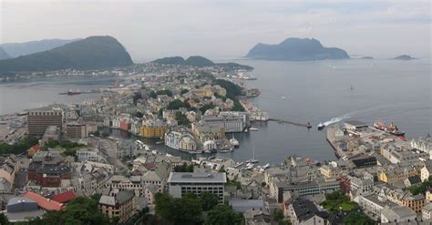 stock photo  alesund fjord harbour