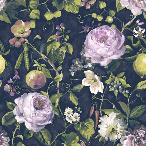 Holden Decor Viola Navy Wallpaper 90191 | Wallpaper