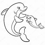 Dolfijn Delfin Kolorowanki Kolorowanka Dolphins Kleurplaat Kleurplaten Dolphin Dauphin Coloriage Dieren Animaux Marini Drukowania Swims Zwierzat Matka Dzikich Nia Bébés sketch template