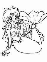 Mermaid Coloring Pages Anime Kawaii Printable Color Print Girl Mermaids Sheets Cute Drawing Meerjungfrau Sirena Easy Kids Book Manga Pdf sketch template