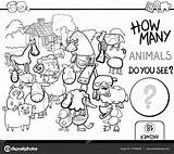 Animals Farm Count Coloring Stock Illustration Depositphotos sketch template