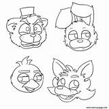 Foxy Nights Freddys Five Coloring Pages Fnaf Bonnie Mangle Template sketch template