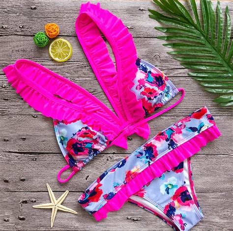 Luoanyfash 2018 Sexy Blue Pink Leopard Micro Brazilian Bikini Thong