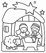 Jesus Coloring Baby Pages Nativity Scene Kids sketch template