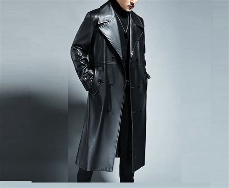 faux leather double breasted trench coat lupongovph