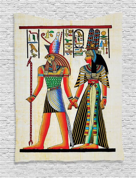 Papyrus And Egyptian Historical Characters In Temple Print