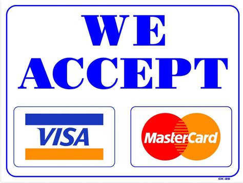 printable credit cards accepted sign printable card