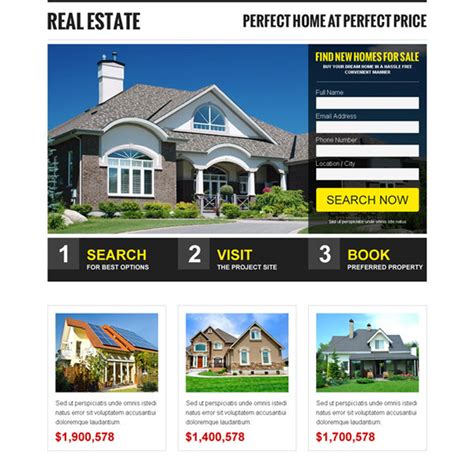 real estate landing page design templates  real estate agents  broker business conversion