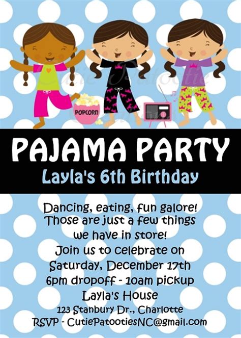 pajama party birthday invitations sleepover invitations printable