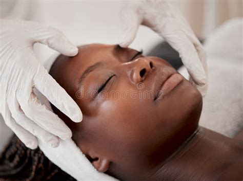 Spa Face Massage And Black Woman Luxury For Skincare Wellness Peace