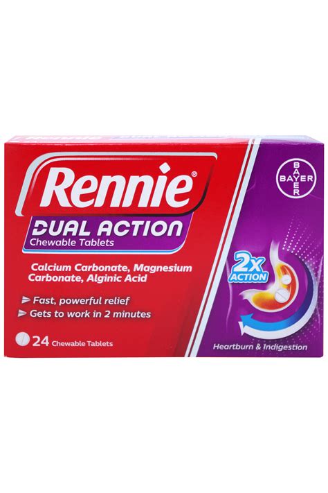 rennie dual action heartburn indigestion chewable tablets  medicines allcures
