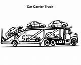 Coloring Truck Carrier Car Semi Hauler Clipart Drawing Tow Cliparts Netart sketch template