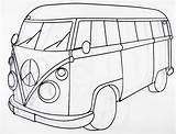 Bus Combi Outline Hippie sketch template