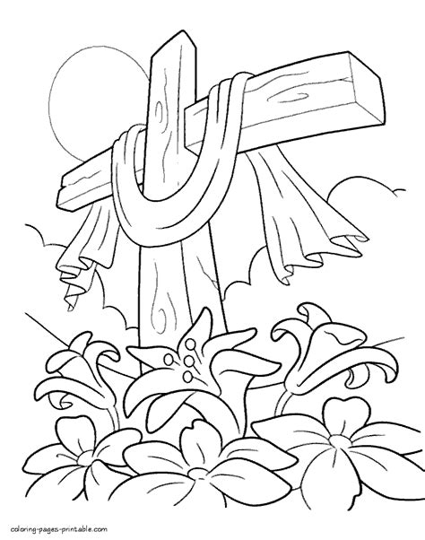 easter lilies  cross coloring page coloring pages printablecom