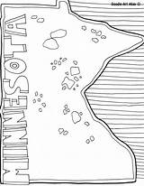 Coloring Pages Minnesota Doodle Alley State States Kids sketch template