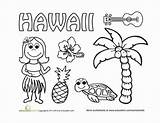 Hawaii Coloring Pages Luau Printable Hawaiian Theme Crafts Sheets Preschool Kids Worksheets Worksheet Party Color Kindergarten Palm Outline Hawaiin Education sketch template