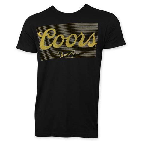 Coors Banquet Mens Gold Stripe Logo T Shirt Black