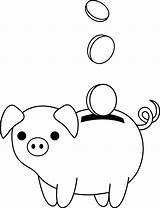 Piggy Bank Clipart Clip Drawing Line Money Banks Pig Saving Template Colorable Savings Coins Cute Sweetclipart Coloring Drawings Clipartix Bottle sketch template