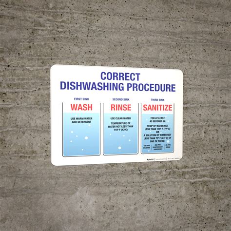 wash rinse sanitize wall sign