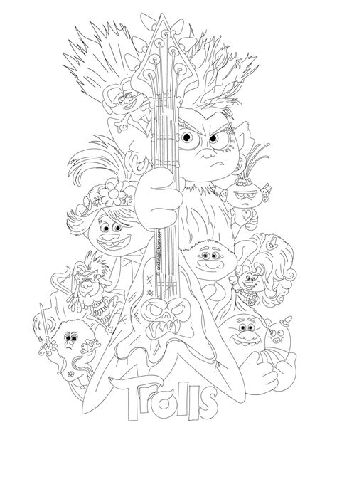 trolls world  coloring book pages