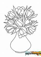 Vase Coloring Flowers Flower Color Colour Drawing Popular Library Clipart Choose Board sketch template
