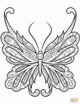 Coloring Pages Butterfly Difficult Zentangle Printable Drawing sketch template