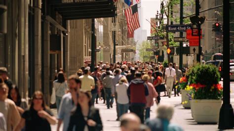 york city circa  people walking   crowded street  manhattan stock footage