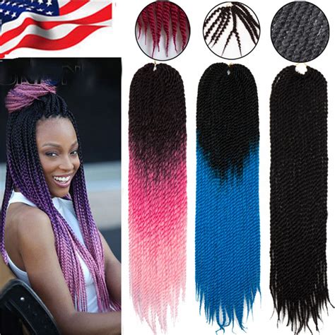 Synthetic Senegalese Twist Braid Hair Extensions Black To