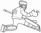 Coloring Goal Hockey Keeper Player His Save Pages Netart sketch template