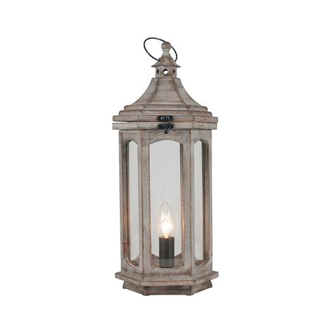 grey antique wood lantern table lamp lighting  breeze furniture uk