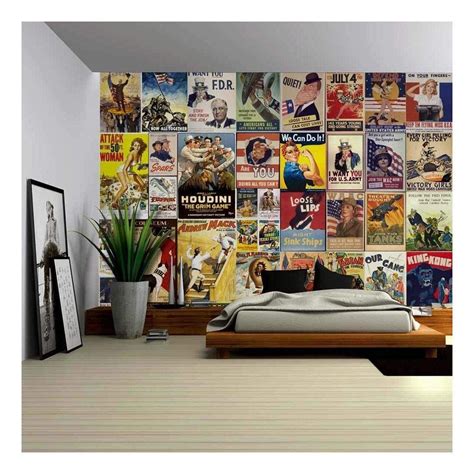 wall classic  posters collage peel stick wallpaper
