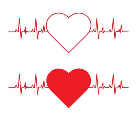 heartbeat heart shape center  set  heart beat pulse  vector