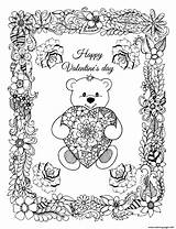 Coloring Bear Teddy Heart Valentines Illustration Pages Frame Flowers Printable Vector Anti Book Manually Work Made Drawing Doodle Exercises Meditative sketch template