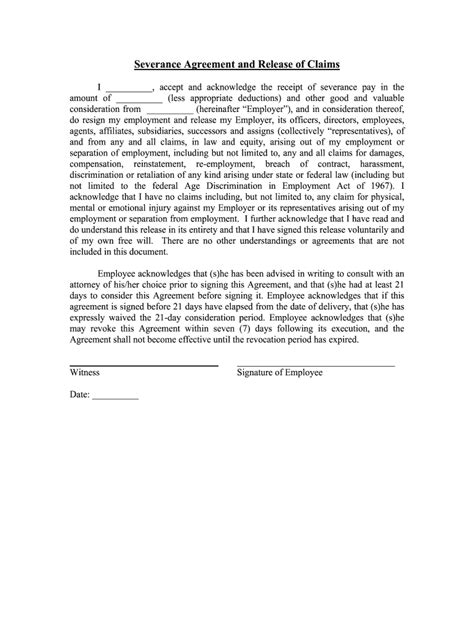 sample severance agreement form fill   sign printable