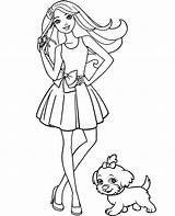 Barbie Coloring Doll Puppy Pages Dog Print Girls Printable Color Girl Little sketch template