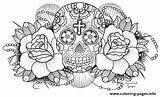 Skull Coloring Pages Sugar Roses Adults Cross Difficult Skulls Printable Tattoo Very Mexican Print Tattoos Sheets Color Adult Draw Flowers sketch template