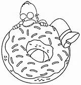 Homer Donuts Simpsons Manger Enorme Essaie Colorier Fois Imprimé sketch template