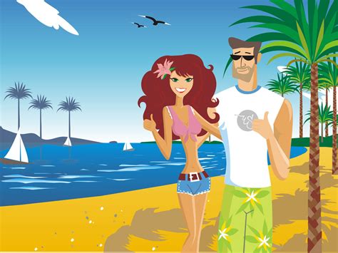 cute couple on the south beach wallpapers and images wallpapers