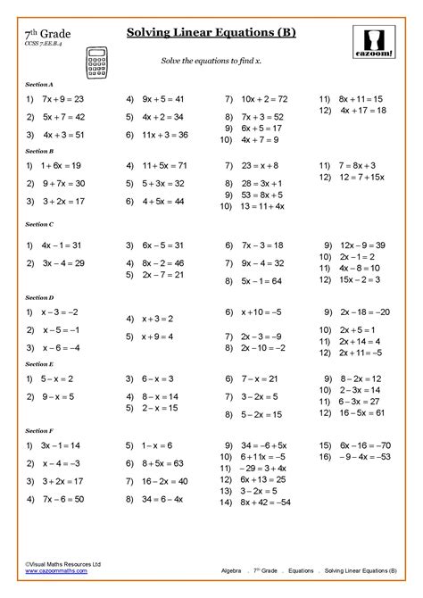 grade basic algebra worksheets  math worksheets stock kara