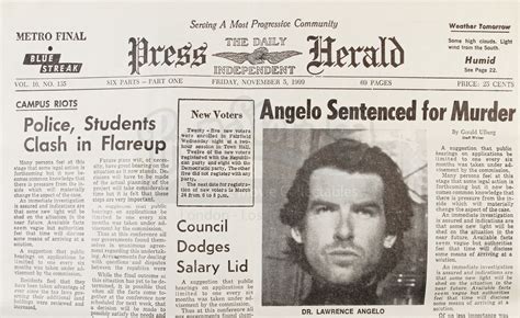 newspaper headline angelo sentenced  murder prop store