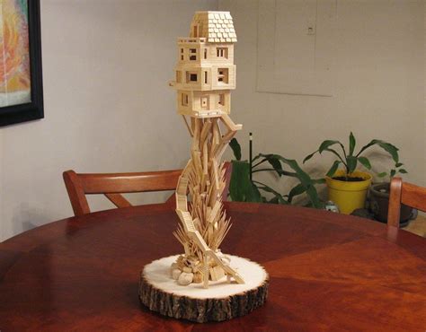tiny treehouse     toothpicks standing  inches tall wonderful model