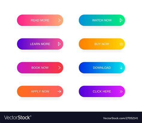 set modern material style buttons  website vector image