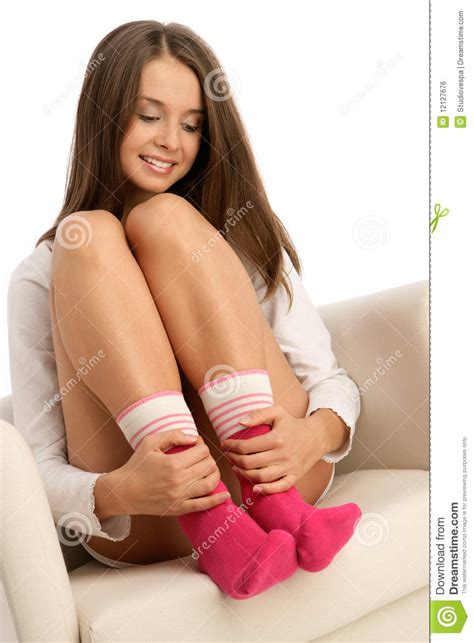 Woman Wearing Socks Royalty Free Stock Image Image 12127676