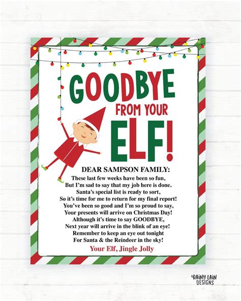 elf  letter elf goodbye letter elf return letter christmas elf