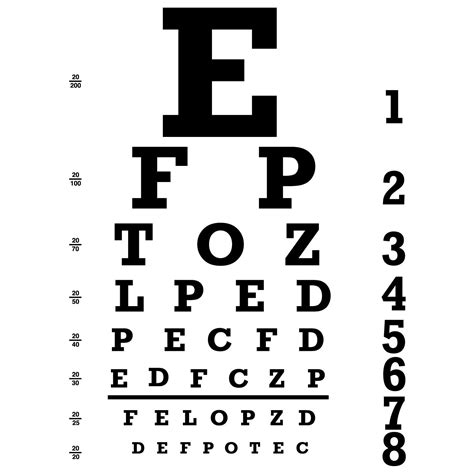 eye chart printed  hung   exam room eye test chart eye