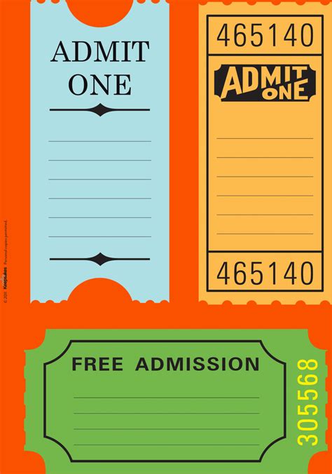 blank admission ticket template