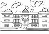 Mewarnai Sekolah Gedung Escuela Dibujo Escuelas Bangunan Edificios Páginas sketch template
